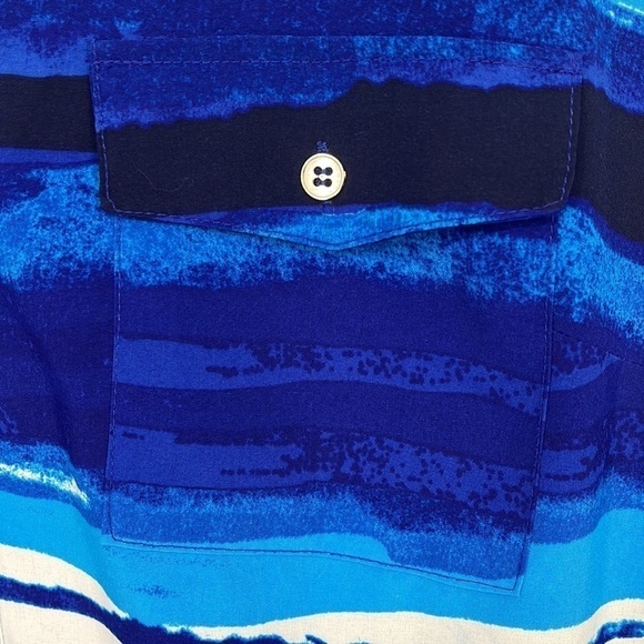 Notations Button-Front Striped Blouse Blue Size Medium - Picture 4 of 8